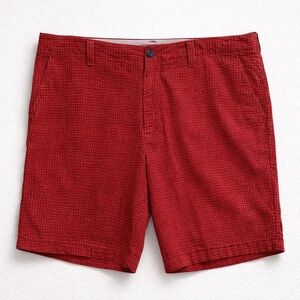 Tommy Hilfiger Red Micro-Check Textured 100% Cotton Chino Shorts Size 38